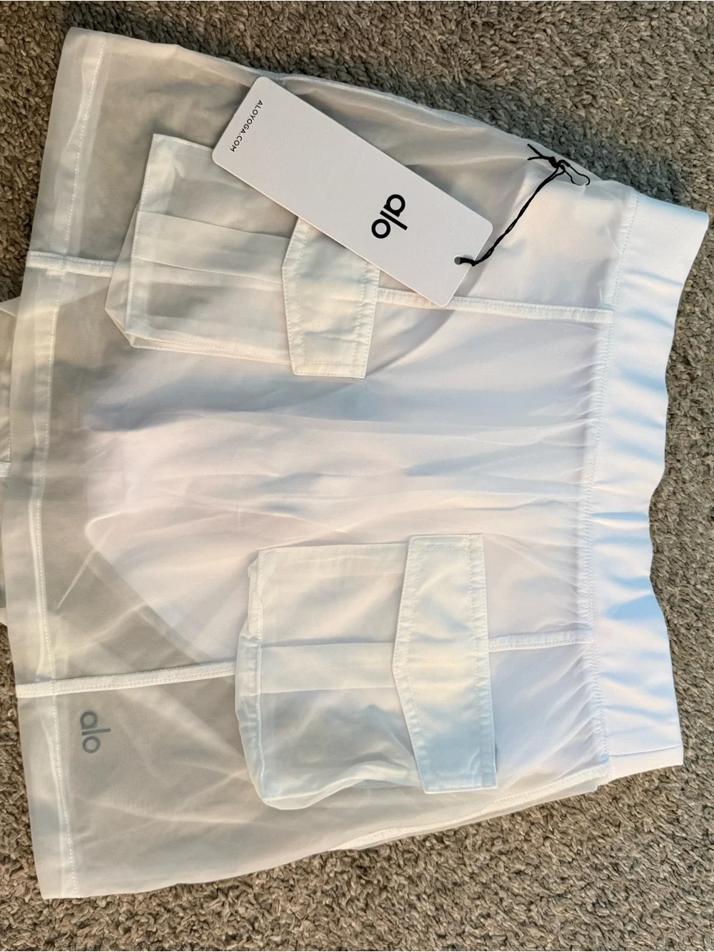 ALO Yoga White Sheer Cargo Skort